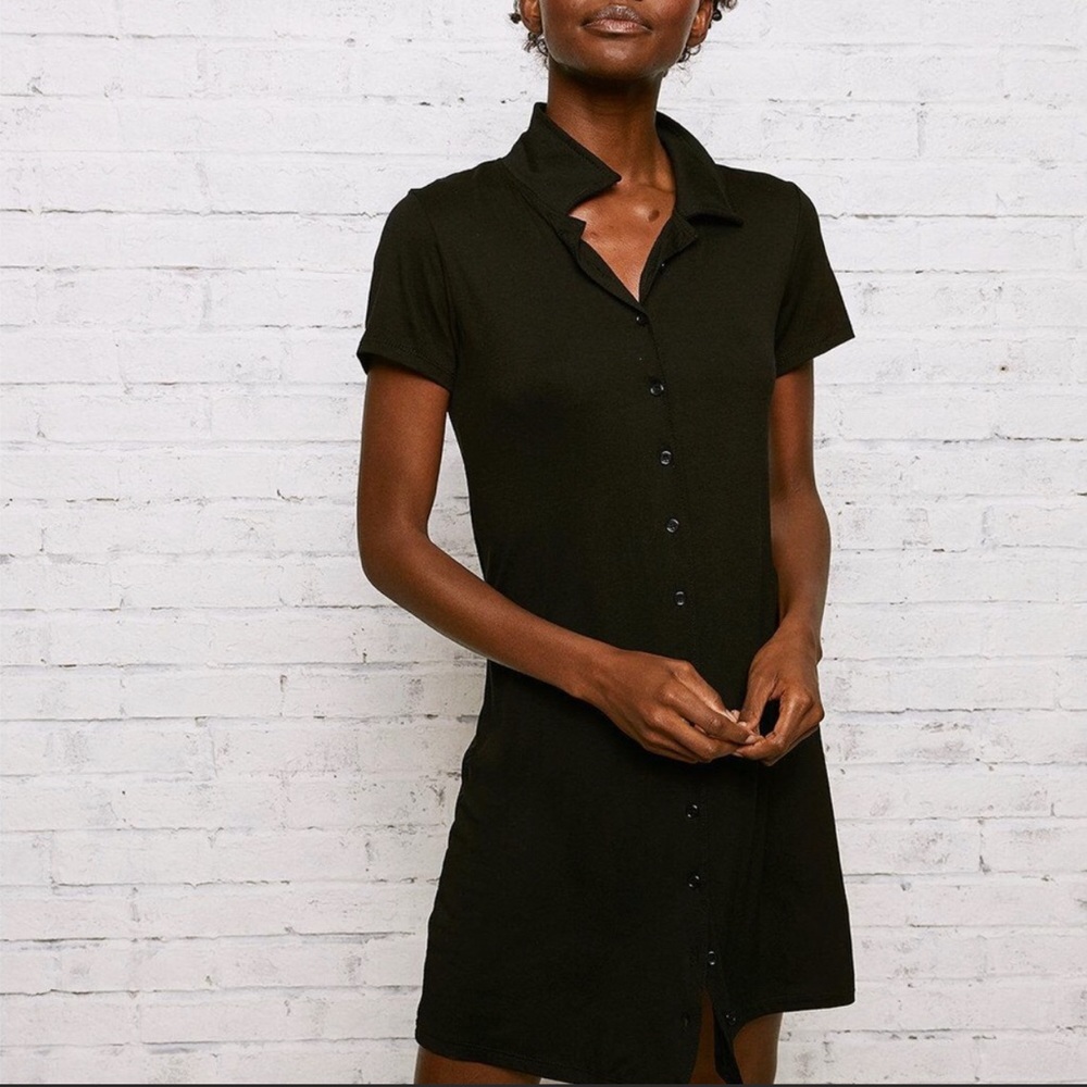 🆕  NWT Black Jersey AEO Short-Sleeve Button Down Dress